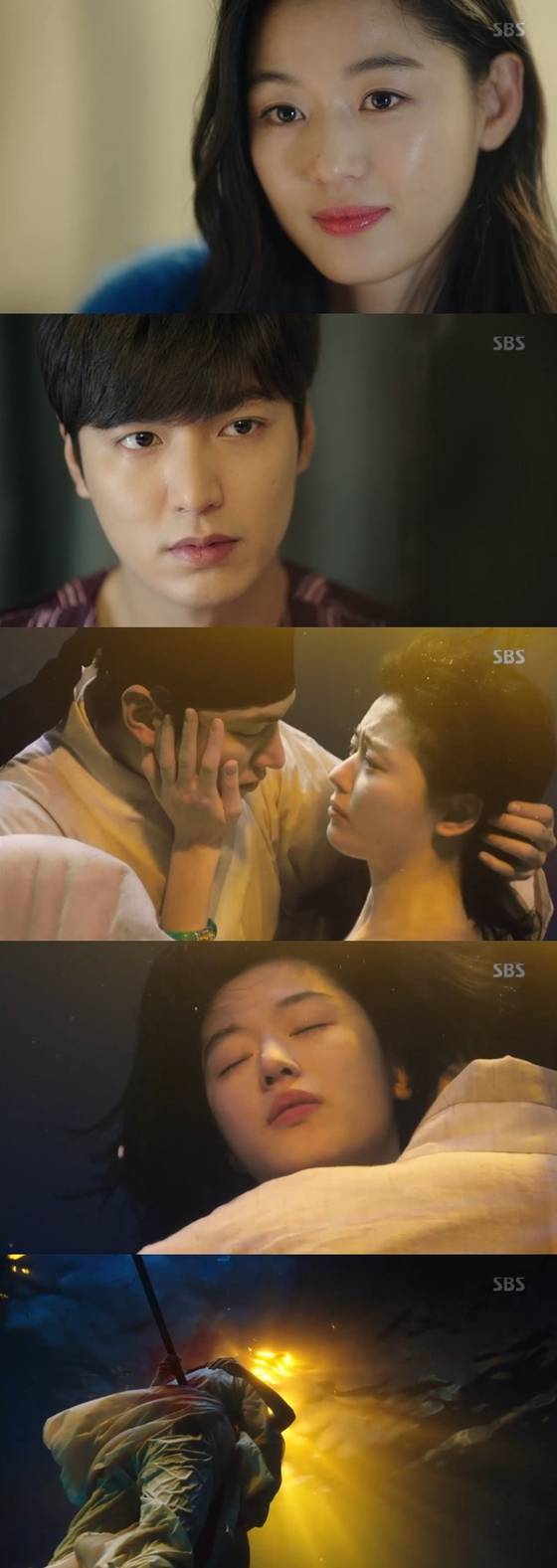 전생의 담령(이민호 분)과 세화(전지현 분)가 어떻게 죽었는지 공개됐다. © News1star / SBS '푸른 바다의 전설' 캡처