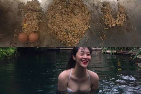 설리 인스타그램, 남자 성기 연상케 만드는 볶음밥? 비키니 사진까지 2단 콤보!
