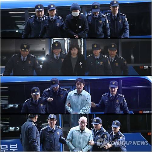 (서울=연합뉴스) 김승두 기자 = 박영수 특별검사팀이 설 연휴 첫날인 27일 최순실씨 딸 정유라(21)씨의 이화여대 입시·학사 비리와 관련해 김경숙(62) 전 신산업융합대학장(맨 위에서 아래로), 이인성(54) 의류산업학과 교수, 남궁곤(55) 전 입학처장과 블랙리스트 관련해 차은택 전 창조경제추진단장을 구치소에서 소환해 조사 중이다.2017.1.27      kimsdoo@yna.co.kr