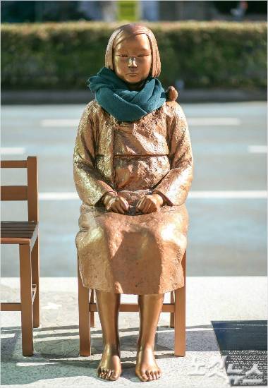 부산 평화의 소녀상. (사진=부산CBS 송호재 기자)