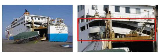 나미노우에호 C데크 선미 부분 (사진=세월호 침몰 후 선내 침수 과정 재현 용역보고서)