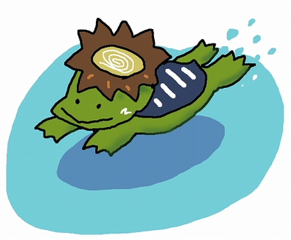 일본 민단 속에 자주 등장하는 요괴 '갓파'. 대체로 사람과 비슷하게 생겼으나 등에 거북이 등판 같은 게 붙어 있으며, 녹색의 몸에 주둥이가 달린 모습으로 묘사되곤 한다. ⓒ무료이미지