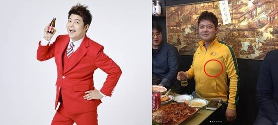 오로나민C 모델로 활동하고 있는 전현무(왼쪽)와 유세윤이 공개한 사진 [사진 동아오츠카, 유세윤 인스타그램]