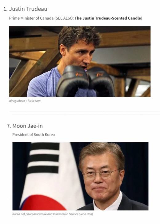 문재인 대통령, ‘세계에서 잘생긴 국가원수’ 7위…1위는 캐나다 저스틴 트뤼도