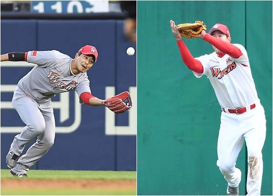 왼쪽부터 한동민, 김동엽