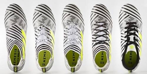 좌측부터 네메시스 17+ 360 Agility, 17.1, 17.2, 17.3, 17.4. 등급별로 약간의 차이점을 보인다. [사진=아디다스]