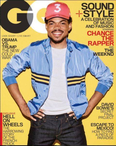 남성 패션지 GQ 표지모델이 된 찬스 더 래퍼. [사진찬스 더 래퍼 인스타그램]