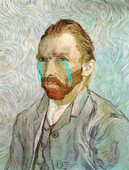 고흐 자화상에 눈물 그림을 넣은 사진. 출처 = 포털 캡처
