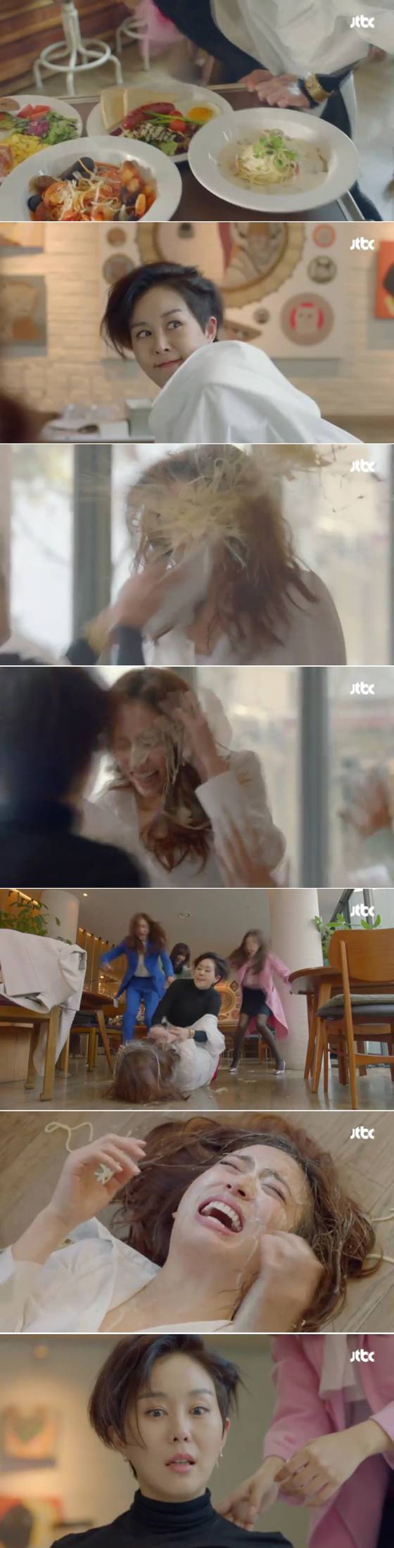 ‘김치싸대기’의 계보를 잇는 ‘파스타 싸대기’. [사진 JTBC 캡처]