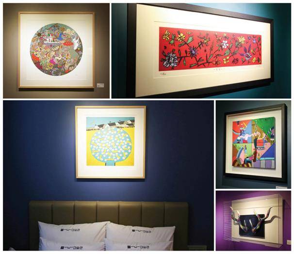 서울 남현동 ‘코텔야자 사당역점’은 국내 최초로 미술관을 콘셉트로 한 모텔이다. 모텔 내부 곳곳이 58명의 국내 신진 미술 작가들의 작품을 활용한 전시관으로 꾸며져 있다. 야놀자 제공