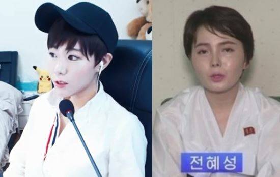 왼쪽은 아프리카 TV에서 임지현 재입북에 대한 생각을 밝히는 탈북BJ 이소율, 오른쪽은 북한 대남선전매체 ‘우리민족끼리’에 출연한 임지현.