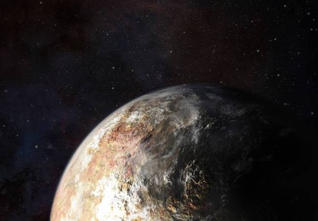 구름이 떠있는 명왕성의 모습 상상도. 뉴호라이즌호가 명왕성에 근접해 탐사해야 구름의 존재 여부가 밝혀질 예정이다. [사진=NASA/JHUAPL]