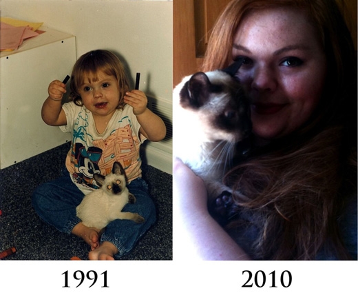 9. 우리가 함께 찍은 처음과 마지막 사진. 고양이 모티머, 1991년~2010년.