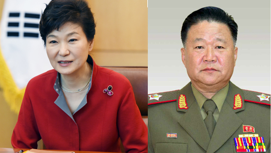 사진=박근혜 대통령과 북한 최용해 노동당 비서. [중앙포토]