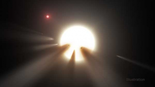다수의 혜성이 거대한 꼬리를 만들어 별빛을 불규칙하게 가린다는 가설