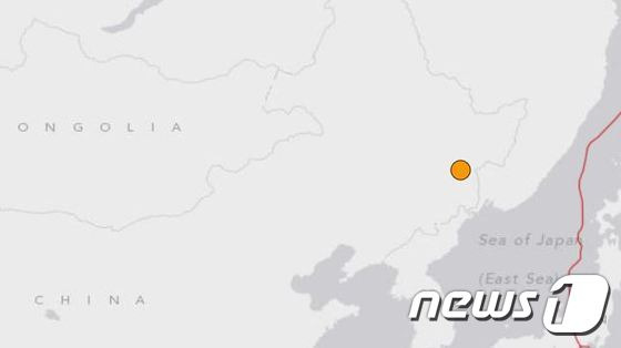 중국 북동부 헤이룽장성에서 2일 규모 6.4의 지진이 발생했다. 주황색 원이 지진 발생 지점© News1