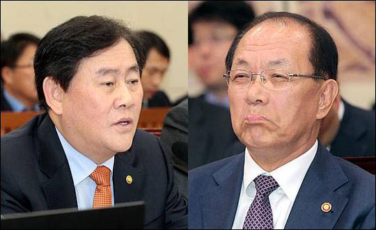 최경환 경제부총리와 황우여 교육부총리는 같은 총리직을 내려놓고 평당원으로 돌아왔지만 한 쪽은 당에서의 기반을 새롭게 다지고, 다른 한 쪽은 곧장 지역구로 향하는 등. 판이하게 엇갈린 행보를 보이고 있다.(자료사진) ⓒ데일리안 박항구 기자