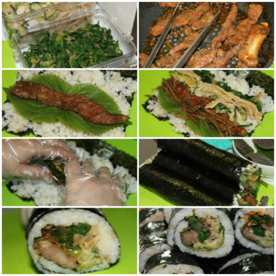 갈비와 남은 나물 반찬을 이용해 만든 김밥(사진=블로거 더키럽 제공)