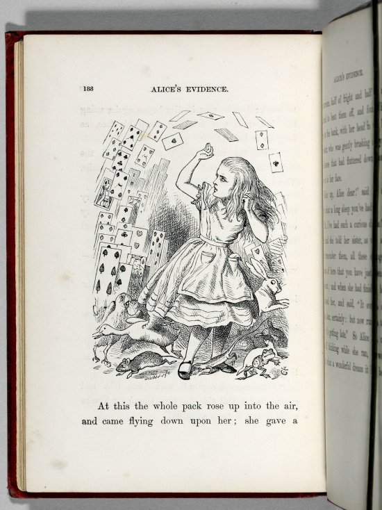 1865년 출간된 루이스 캐롤의 '이상한 나라의 앨리스' 초판본이 오는 6월 16일 미국 뉴욕 크리스티에서 경매에 부쳐진다.이 책은 개인이 소장하고 있는 초판본 6권 중 한 권이다. (AP/뉴시스)