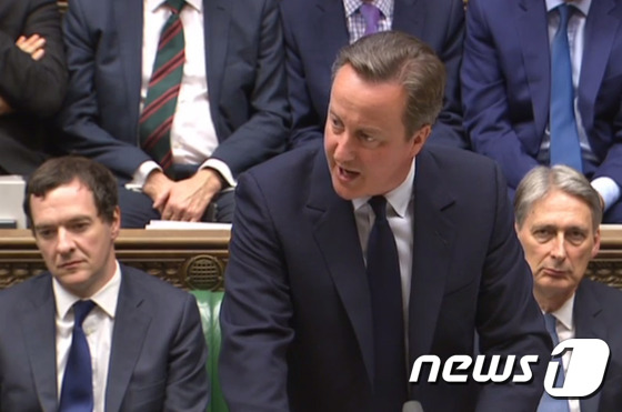 데이비드 캐머런 영국 총리가 27일(현지시간) 브렉시트 국민투표 이후 처음 열린 하원의회에 출석했다. © AFP=뉴스1