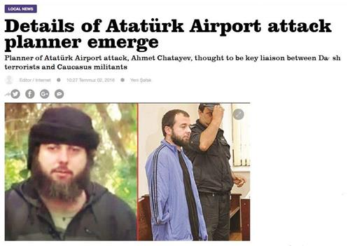 이스탄불 공항 테러 모의 주범으로 거론되는 체첸계 러시아인 아흐메드 차타예프. [터키 매체 예니사파크 캡처]