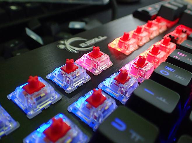 RGB 조명을 내장한 체리 적축 스위치