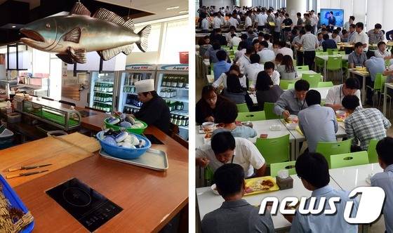 청탁금지법 시행 첫날인 28일 정부세종청사 구내식당에서 많은 공무원들이 점심식사를 하고 있는 반면, 청사 주변 일식 식당(오른쪽)은 손님이 끊겨 썰렁한 모습을 보이고 있다. 2016.9.28/뉴스1 © News1 장수영 기자