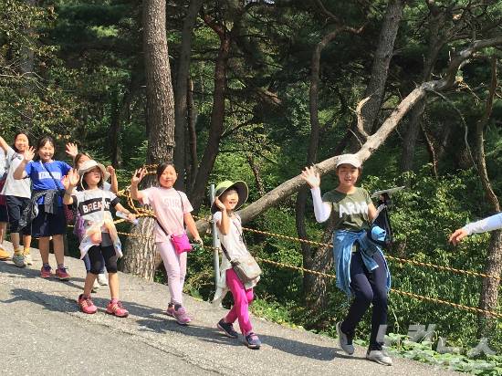체험학습중인 인천 양도초등학교 학생들 (사진=이석인 교장 제공)