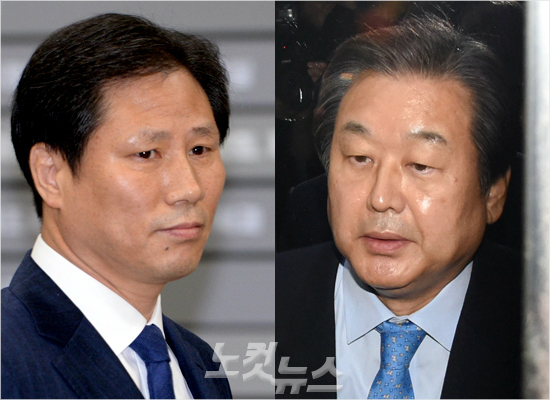 박근혜 대통령의 '문고리 3인방'으로 불리는 안봉근 전 청와대 제2부속비서관(왼쪽)과 김무성 새누리당 전 대표