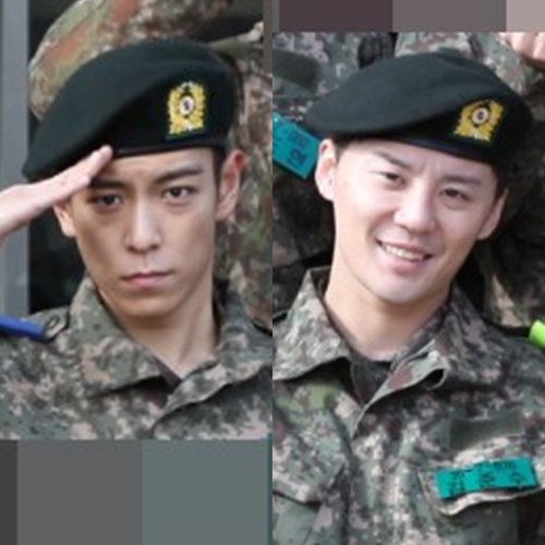 탑(왼쪽)과 김준수 / 사진출처=논산 육군훈련소 공식 홈페이지