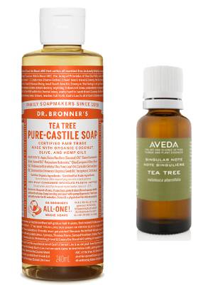 티트리 오일, 티트리 캐스틸 솝/사진제공=아베다, 닥터브로너스