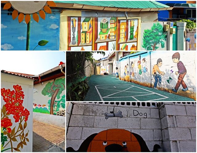 교동 민화 마을 벽을 수놓은 그림들