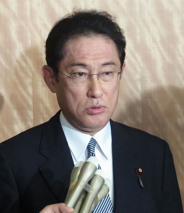 기시다 후미오(岸田文雄) 일본 외무상이 최근 기자회견을 하는 모습. 도쿄= 교도연합뉴스