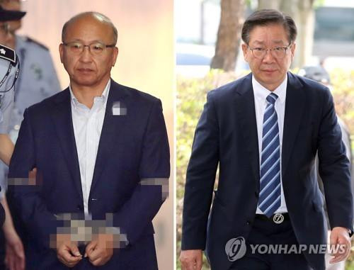 문형표(왼쪽) 전 보건복지부 장관과 홍완선 전 국민연금관리공단 기금운용본부장. [연합뉴스 자료사진]