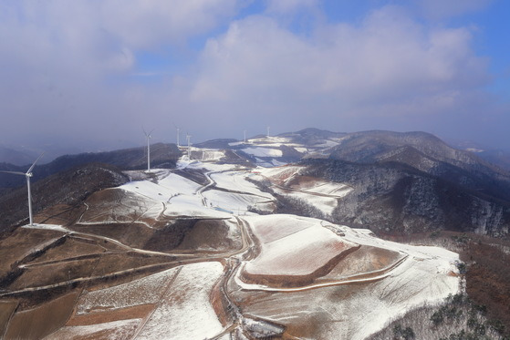 강원도 강릉시 고루포기산의 고랭지 채소밭과 풍력발전단지 [사진 국립산림과학원]