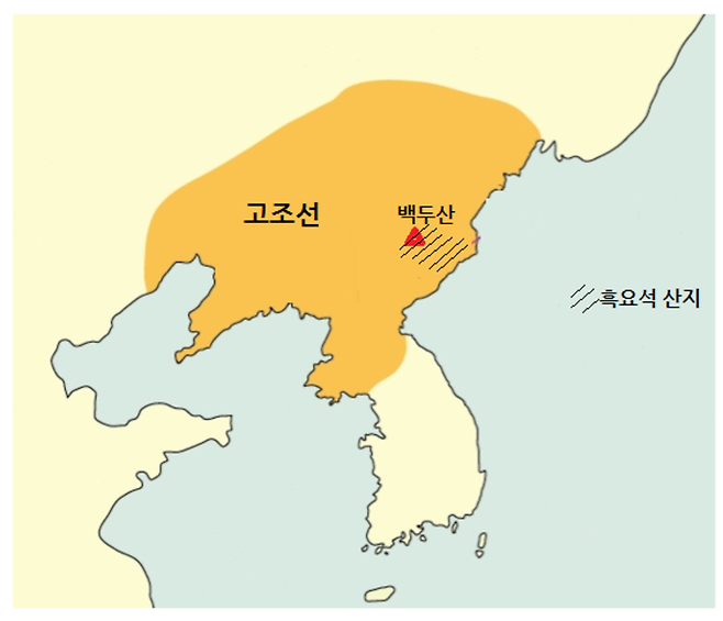 고조선의 영토와 흑요석 산지. ©사진제공= 이진아