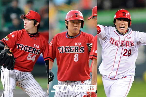 2009년 한국시리즈 우승 주역인 양현종(좌)-안치홍(중)-나지완(우)
