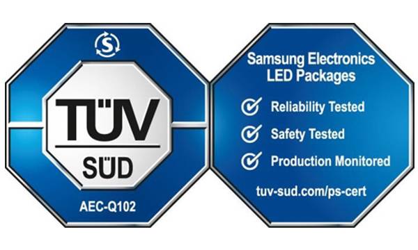 This is the certification mark co-developed by Samsung Electronics and Germany’s TUV SUD for Samsung’s automotive LED components [Photo by Samsung Electronics]