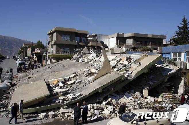 이라크 쿠르드 지역 지진 피해 현장. © AFP=뉴스1