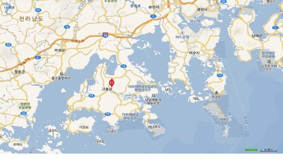 전남 고흥군 ‘조종현·조정래·김초혜 가족문학관’ 위치도. [네이버 지도 캡쳐]