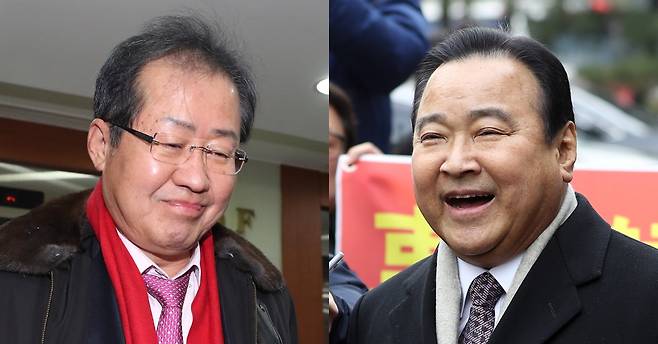 활짝 웃는 홍준표·이완구. 연합뉴스