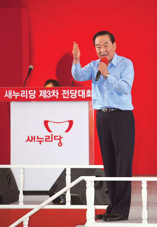 2014년 7월14일 새누리당 서청원 당 대표 후보가 서울 잠실실내체육관에서 열린 새누리당 제3차 전당대회에서 정견발표를 하고 있다. © 시사저널 박은숙