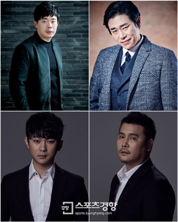 후너스엔터테인먼트와 새롭게 계약을 맺은 배우 안세하(왼쪽 위부터 시계방향), 김법래, 김기무, 강기둥. 사진 후너스엔터테인먼트