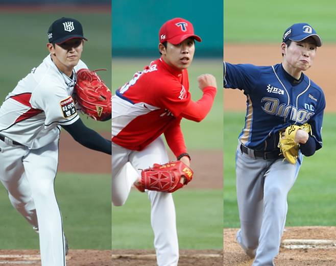 ▲ (왼쪽부터) 고영표 임기영 이재학 ⓒ한희재 기자