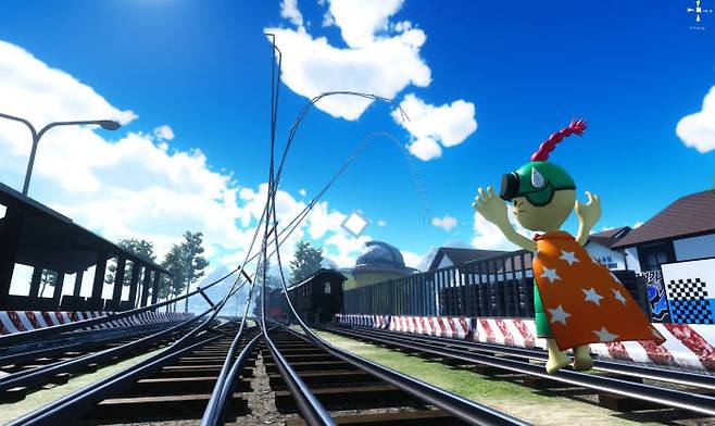 유오케이가 3월부터 선보일 섬진강기차마을 VR 레이싱 시뮬레이터.