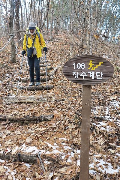 [월간산]정상에서 약 50분 내려선 곳인 108 장수 계단.