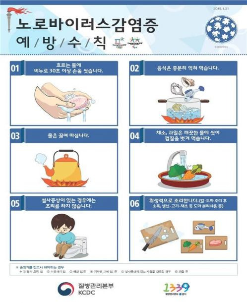 노로바이러스 예방법은 일반 식중독 세균 예방법과 같다. 다만 이미 병을 앓은 뒤라도 세균을 보유하고 있을 가능성이 있으므로 한동안 음식 조리 등은 삼가야한다.(사진=질병관리본부)