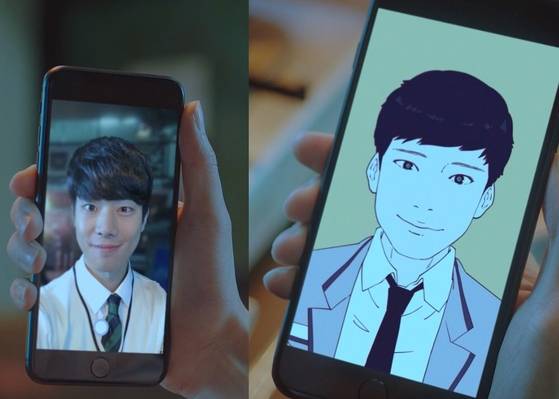 스마트폰으로 웹툰을 보다 시키는대로 셀카를 찍으면 내가 웹툰 속 캐릭터로 등장하는 '마주쳤다'. AI 딥러닝 기술을 활용해 완성도를 높이느라 다들 퇴근을 반납하고 '노가다'를 자처했다. [사진 네이버웹툰]