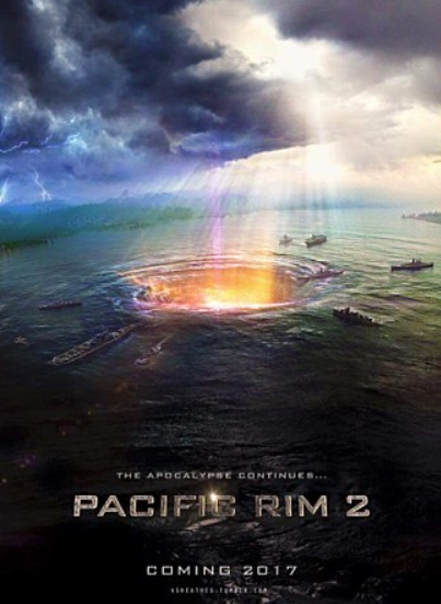 영화 퍼시픽 핌: 업라이징 예고 포스터. 브리치(차원의 문)이 열리며 새로운 적이 침공할 것을 암시하고 있다.