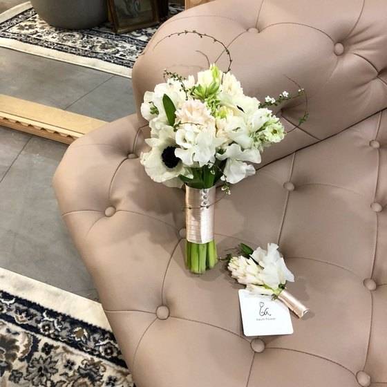 흰색 히아신스의 꽃말은 '사랑하는 행복'. 봄 결혼 시즌에 부케 문의로 많이 들어온다. [사진 류아은]